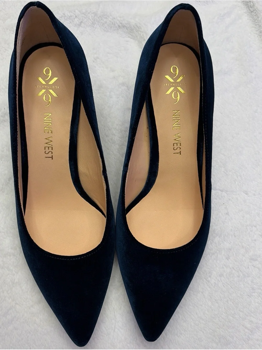 Nine West Navy Suede Pointed Toe Pumps